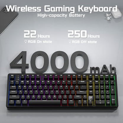LEOBOG HI98C Pro Wireless Mechanical Gaming Aluminum Keyboard with Num Pad | Tri-Mode Wired/2.4G/BT5.0, Gasket Mount, Hot Swappable, RGB Backlit, Black Custom Creamy Keyboard for PC Gaming & Office - color: Black