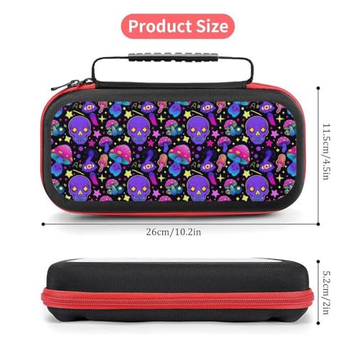 AoHanan Mushrooms And Skulls Switch Carrying Case - Compatible Game Case with 20 Cartridge Slots - Hard Shell Travel Protection for Switch Console & Accessories - color: Mushrooms And Skulls