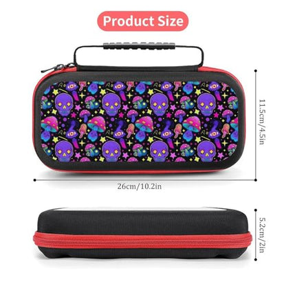 AoHanan Mushrooms And Skulls Switch Carrying Case - Compatible Game Case with 20 Cartridge Slots - Hard Shell Travel Protection for Switch Console & Accessories - color: Mushrooms And Skulls
