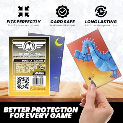 Mayday Games Dixit Premium Card Sleeves - 80x120mm 90 Micron Thick, 50 Per Pack, Oversized Clear Board Game Card Sleeves - MDG-7146