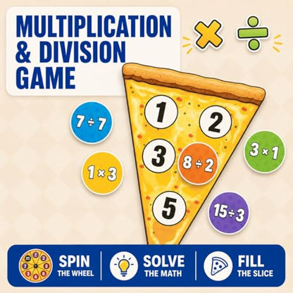 Matheroni Pepperoni Math Games for Kids 8-12, Multiplication and Division | 3rd-6th Grade STEM Board Game, Homeschool & Classroom Learning, Educational & Fun Pizza Game for 8+ year old - size: Multiplication & Division