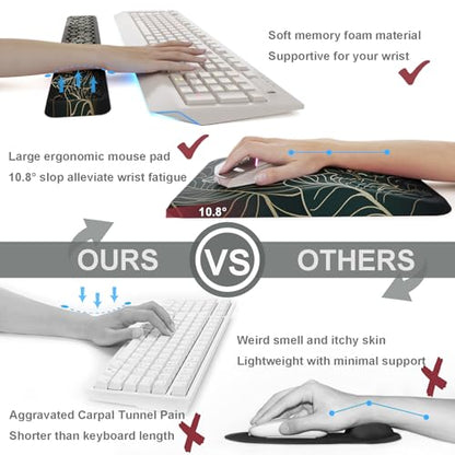 Ospelelf Keyboard Wrist Rest Ergonomic Mouse Pad with Wrist Rest Support Wrist Rest for Computer Keyboard, Green - color: Green Leaf