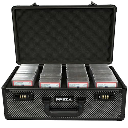 PREZA Graded Card Storage Box - Premium Trading Card Case for Graded Sports and TGC Collectibles - Carbon Fiber Slab Case Storage (X-Large)