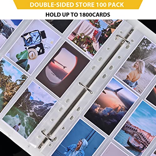 9 Pocket Page Protector, Holds 1800 Cards,Trading Card Sleeve, Baseball Card Sheets or Skylanders, MTG, Coupon, Game Cards, Trading Cards, Football Cards ，100 Pack - size: 100