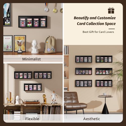 Emfogo Card Display Case, Trading Card Display Frame Wall Mount, Wooden Baseball Card Display Case with Clear View, Graded Sports Card Display for Trading Card Collection (1 Pack-Black) - size: 1-Layer 1 Pack