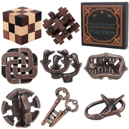 8 Pcs Brain Teaser Puzzles for Adults Teens - Wooden Puzzles 3D Puzzle Game Toys for Adults Teens - Metal Unlock Interlocking Puzzle Adult IQ Education Smart Toys - style: Style C
