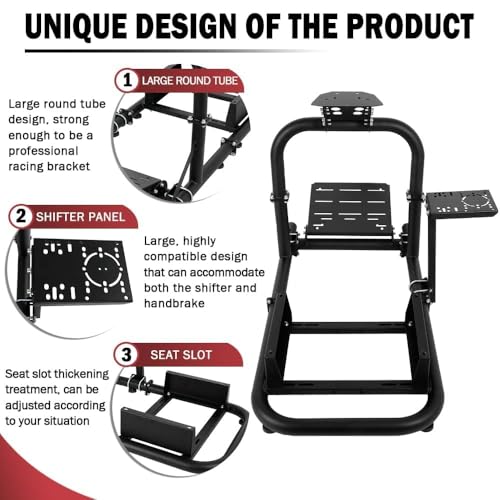 Supllueer Racing Simulator Cockpit Upright Stable Fit for Logitech G27 G29 G920 G923,for Thrustmaster T300RS F458 T500R,for Fanatec, 50mm Round Tube Racing Wheel Stand without Wheel Pedal Shifter Seat