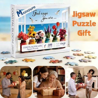 500 Piece Jigsaw Puzzles for Adults - Christian Bible Wishful Window Puzzle for Seniors & Families, 20.47" x 14.96" Bible Verse Puzzle with 1:1 Poster & Letters on Back - color: Wishful Window