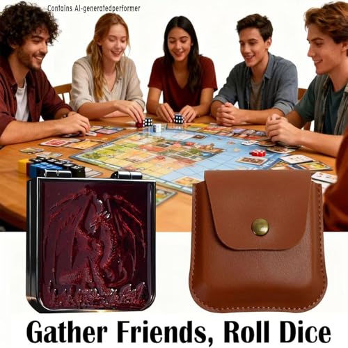 Metal DND Dice Set 7-in-1 Spinner with Dragon Case - Red | Foldable polyhedral dice, for Dungeons & Dragons RPG games, Premium metal spinner,3D dragon, storage case included - color: Red
