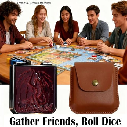 Metal DND Dice Set 7-in-1 Spinner with Dragon Case - Red | Foldable polyhedral dice, for Dungeons & Dragons RPG games, Premium metal spinner,3D dragon, storage case included - color: Red