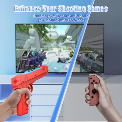 FASTSNAIL Switch Shooting Gun Controller Grips for Nintendo Switch 1/OLED | Replacement for Joy-Con Gun Holder, Switch Handle Kit, Ergonomic Design, Switch Controller Grip for Joycon, Blue/ Red, 2 Pack - color: Blue+Red