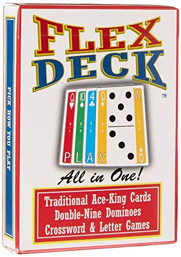 Flex Deck Playing Cards 3 in 1 Travel Game Deck with Card Games Domino Play and Word Games Compact Family Game for Camping Road Trips Classroom and Game Night