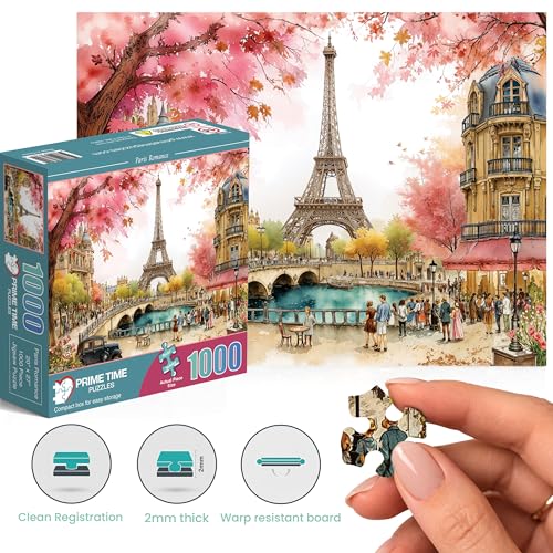 1000 Piece Jigsaw Puzzle for Adults - Paris Romance - Whimsical Eifel Tower Spring Scene - Challenging Puzzle Perfect for Game Nights - 1000 Piece for Adults. 20x27 inches - color: Paris Romance