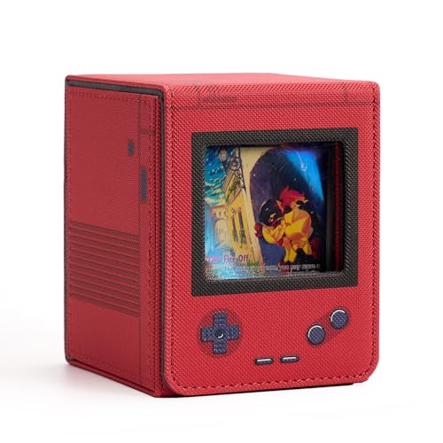 Venssu Retro Gaming Console Appearance Deck Box for MTG Commander (Red) | Holds 120 Single/100 Double-Sleeved Cards, Fit MTG/PTCG/OPTCG Cards, Strong Magnet, PU Leather, With 2 Dividers - color: Red