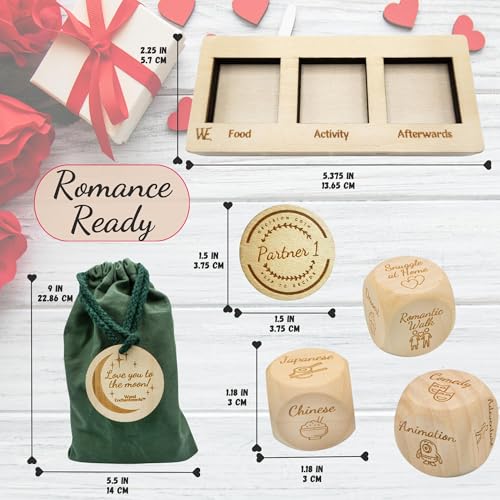 Deluxe Date Night Dice Game – 6 Dice, Decision Coin, Game Board & Carry Bag – Couples Gift for Newlyweds, Anniversary, Wedding, Bachelorette, Bridal Shower, Valentine's Day – Wife, Husband, Girlfriend - style: Deluxe Set
