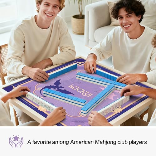 KUNTE Mahjong Mat, Purple, 32"x32" | Non-Slip, Quiet, Waterproof, Foldable, For American Mahjong - color: Purple