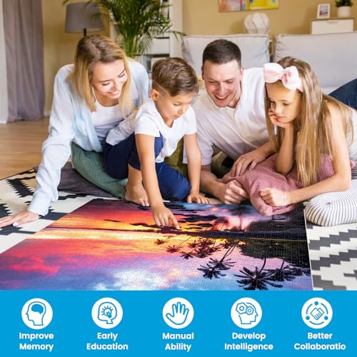 2 Pack 1000 Piece Puzzles for Adults - Beach, Coconut Tree, Reef Landscape Jigsaw Puzzles - 2000 Pieces Total - color: Beach Coconuttree Reef
