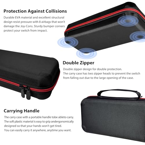 Travel Carrying Case for Nintendo Switch 2 2025, Large Volume Accessories Bundle Holder Anti Fall Shockproof Double Layer Hard Shell Protective Cover Pouch Waterproof Portable with Card Slots Black - color: Black, style: Antifall