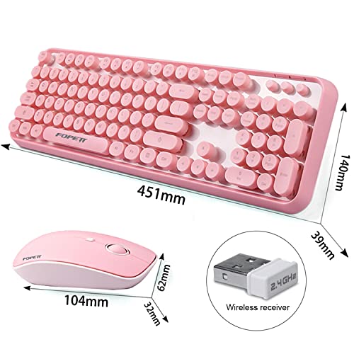 FOPETT Keyboard and Mouse Sets Wireless, Reliable 2.4 GHz Connectivity for PC,Laptop,Smart TV and More (Pink) - color: V2020 Pink