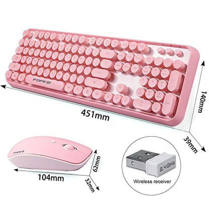 FOPETT Keyboard and Mouse Sets Wireless, Reliable 2.4 GHz Connectivity for PC,Laptop,Smart TV and More (Pink) - color: V2020 Pink