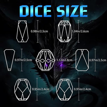 FONVGOGO Metal DND Dice Set - 7 Pcs Unique Cool Polyhedral D and D Dice with Cardboard Box for Dungeon and Dragons, RPG, Tabletop, Role Playing Games (Blue Blue) - color: S Blue Blue