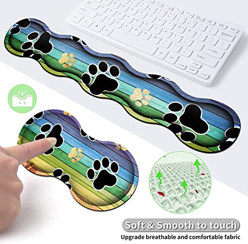 Ergonomic Mouse Pad Set, Desk Mat(31.5×11.8 in) + Keyboard Wrist Rest Support + Mouse Wrist Rest for Office,Home,Computer,Laptop -Rainbow Woodgrain Black Cute Dog Paw Gaming Large Mousepads XXL - color: JV-mouse pad-8-14