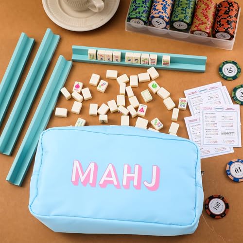 Soulchen Mini American Mahjong Tile Set Include 160 0.8 Inch Mahjong Tiles 2 Dice 4 Wooden Rulers 1 Accessory Bag 4 Beginner Rule Cards (Travel) - style: Travel