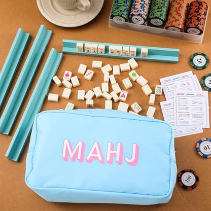 Soulchen Mini American Mahjong Tile Set Include 160 0.8 Inch Mahjong Tiles 2 Dice 4 Wooden Rulers 1 Accessory Bag 4 Beginner Rule Cards (Travel) - style: Travel