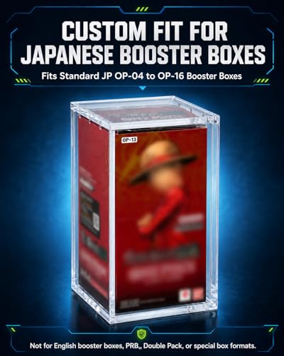 Japanese One Piece Booster Box Acrylic Display Case | Fits JP OP-04 to OP-16 Booster Boxes, 5mm Clear Magnetic TCG Box Protector, UV & Dust Resistant Acrylic Storage Case - size: Acrylic Case for JPOP(3"Lx2.95"Wx5.8"H)