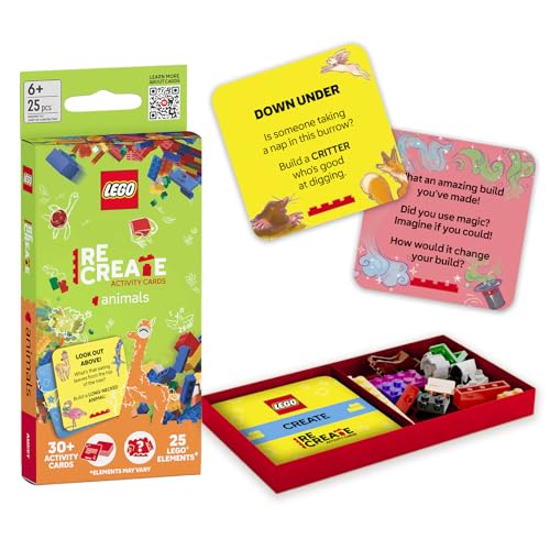 LEGO Recreate Activity Cards – Animals | Creative Building Game with 30+ Activity Cards & 25 LEGO Elements | Ages 6+ - style: Animals