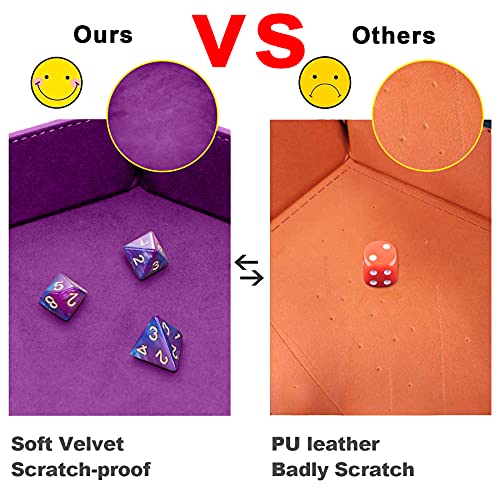 SIQUK 4 Pieces Dice Tray Hexagon Dice Rolling Holder Folding PU Leather Dice Trays for Dice Games Like RPG, DND and Other Table Games(Peach, Wine Red, Yellow, Royal Blue) - color: Peach, Wine Red, Yellow, Royal Blue