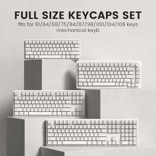 dagaladoo Double Shot PBT keycaps Set, Cherry Profile Keyboard Keycaps | Retro key caps full size,Custom keycaps for 60% 65% 75% 100% Cherry-MX switch Mechanical Keyboard(Milky White,126-keys) - color: Milky White