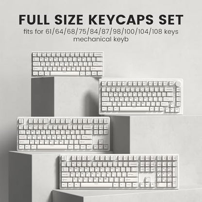 dagaladoo Double Shot PBT keycaps Set, Cherry Profile Keyboard Keycaps | Retro key caps full size,Custom keycaps for 60% 65% 75% 100% Cherry-MX switch Mechanical Keyboard(Milky White,126-keys) - color: Milky White