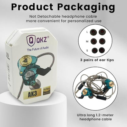 Wired Gaming Earbuds 2 Pack, Ak3file in Ear Monitors, Deep Bass Sound Wired Earbuds, HiFi in Ear Headphones with 1DD 10mm Dynamic Driver, IEM for Music Gaming Video Calling (Black+Green) - color: Black+Green