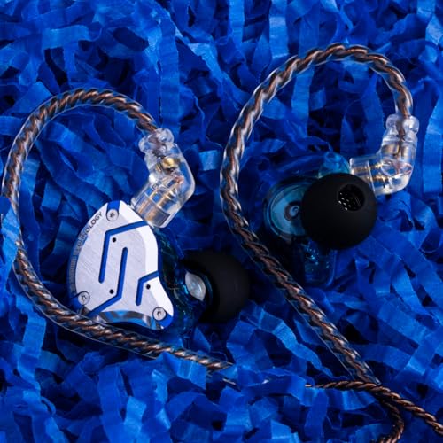Linsoul KZ ZS10 Pro, 4BA+1DD 5 Driver in Ear Monitor, HiFi Wired Earbuds, Gaming Earbuds, Hybrid IEM Earphones with Stainless Steel Faceplate, Detachable Cable for Musician(Without Mic, Glare Blue) - color: Glare Blue, style: Without Mic