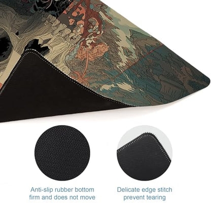 Japanese Skeleton Gaming Mouse Pad, Desk Mat, XL Extended Big Large Mousepad with Non-Slip Rubber Base, Laptop Computer Keyboard Mat Office&Home, 31.5x11.8in, Skull - color: Skull