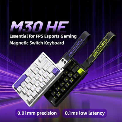 FKZ M30HE Rapid Trigger Gaming Keyboard,Hall Effect Magnetic Switch One Handed Hot Swap RGB Wired Mechanical Keyboard Adjustable Actuation 8K Hz Polling Rate Macro Keypad for E-Sports Gamer (White) - color: White
