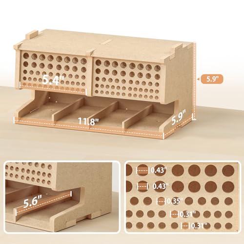 Wooden Model Kit Tool Storage Rack with 100 Holes, Brush/Paint Organizer with MDF Material, Craft Supplies Storage, Brush/Tool Holder, Suitable for Tamiya/Gundam Tools, GK6