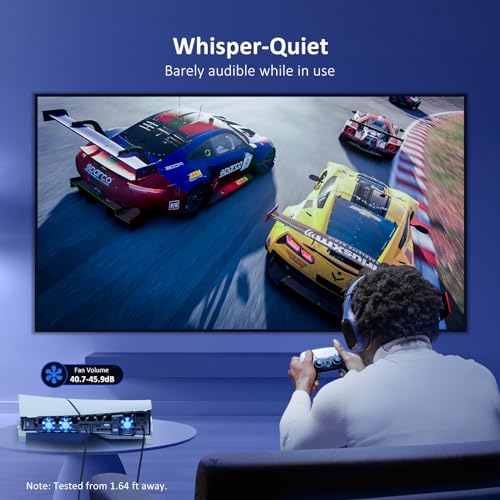 NexiGo PS5 Slim Horizontal Stand with Silent Enhanced Cooling Fan, Adjustable Speed, [Low Noise], [Auto Power On/Off], USB 3.0 Port, Built-in LED Light, for Both Disc and Digital Editions - color: White, style: Stand with Cooling Fans