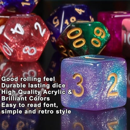 QMay 30 Sets Polyhedral Dice - 30 X 7 (210 Pieces) DND Dice with a D&D Dice Large Drawstring Bag, 30 Colors D4 D6 D8 D10 D% D12 D20, Great for Dungeons and Dragons, RPG, MTG,Role Playing Table Games - color: 30 Sets-210pcs