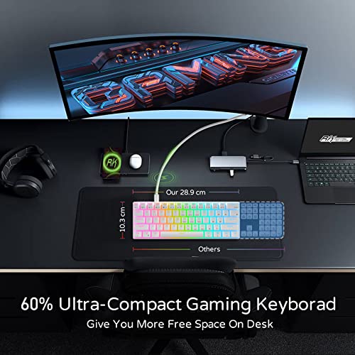 RK ROYAL KLUDGE RK61 Wired 60% Mechanical Gaming Keyboard, Compact PC Game Keyboards with QMK/VIA Programmable RGB Backlit, Hot Swappable Custom Keyboard for Win/Mac, Pre-lubed Red Switch, White - color: White, size: Hot-Swappable Red Switch