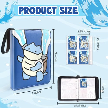 Collectible Trading Card Albums, 400 Card Holders with 50 Removable Sleeves, Portable 4 Pockets Collectible Trading Card Binder, PU Card Collection Binder for MTG, TCG, Sport Card, Game Cards - color: Turtle