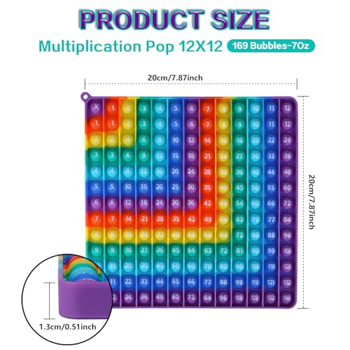 Multiplication Game Table pop and Digital Addition Tables 12x12 Multiplication Table Math Toys, Yadisheng Rainbow Dimple Toys Math Operations it Multiplication Chart Board - size: 20cm Right Angle Rainbow