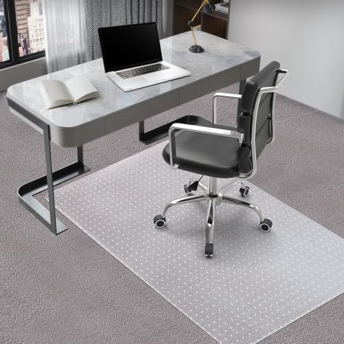 Vicwe Office Chair Mat for Carpeted Floors, 55"X36" Chair Mats with Studs | Carpet Protector Floor Mats for Low and No Pile Carpet, Easy Glide Computer Desk Chair Mat for Home & Offices, Clear - color: Transparent, size: 55" x 36" (for low-pile carpet)