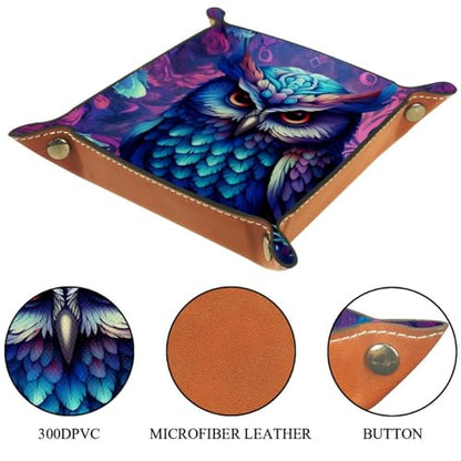 Neon Owl Dice Tray PU Leather Dice Rolling Tray Folding Dice Holder for Dice Games, Like RPG, DND and Other Table Games - color: Multi 1