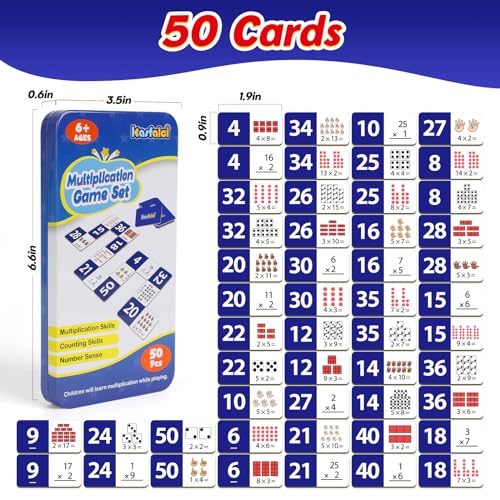 Kasfalci Multiplication Dominoes Set,Math Manipulatives Games for Kids,Counting Toy,Learning Games,Preschool Learning Activities,Homeschool Supplies,Kindergarten Classroom Must Haves,1st 2nd 3rd Grade - style: Multiplication