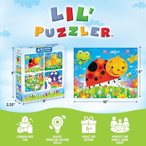 MasterPieces – Jigsaw Puzzle Set for Kids 6+ Years, 4-Pack of 48 Pieces, Educational and Fun Game, Lil Puzzler Collection, Gift Idea for Children, 8" x 10" - style: Lil Puzzler
