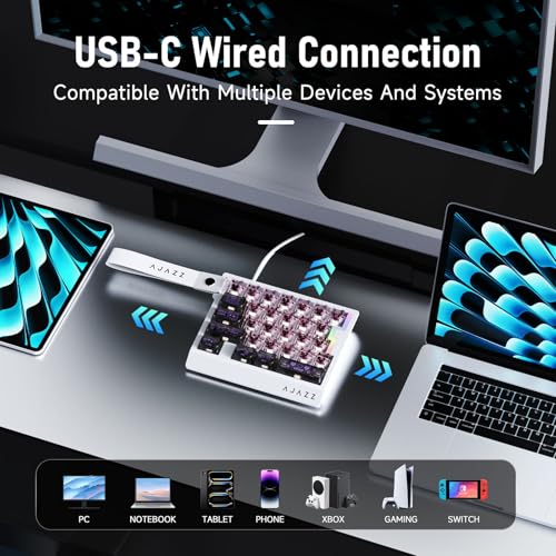 AJAZZ AK029 Magnetic Switch One Handed Gaming Keyboard, Hall Effect Rapid Trigger Mechanical Keypad with SOCD & DKS, 8KHz Polling Rate, 29 Keys Mini Ergonomic Gaming Keyboard for FPS Gamers, PC - color: Black Pink Transparent