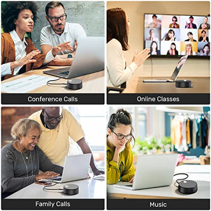 USB Computer Speakers, PC Speaker with Microphone, 2 Sound Modes | Hand Free Enhanced Voice Pick up, Compatible with Zoom for Video Meeting, Skype, Gaming, Zoom, Plug & Play