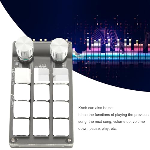 One Handed Macro Mechanical Keyboard, 12 Key Mini Keyboard | Programmable Macro Keyboard, Usb-C Portable Mini Keypad For Office, Cad, Obs, Music Daw, Computer Accessories - color: Black White
